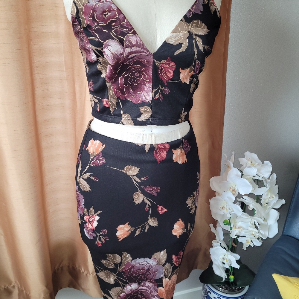 2 piece crop midi dress